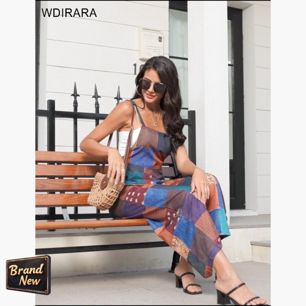 Patchwork Sleeveless Romper Overalls Jumpsuit, Lo… - image 5